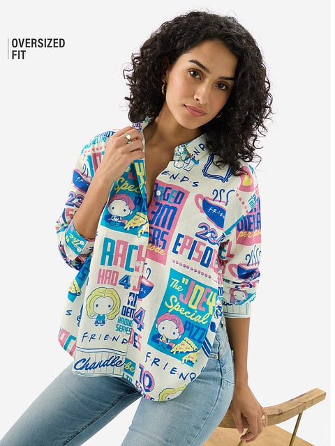 FRIENDS Doodle Women Boyfriend Shirts