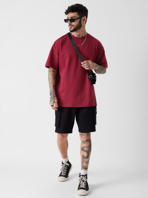 Solids Superhero Red Oversized T-Shirts