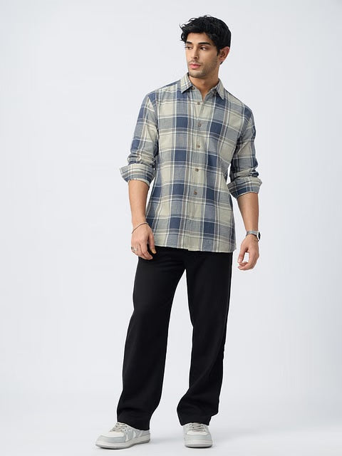 Checks Blue Topaz Cotton Linen Shirts