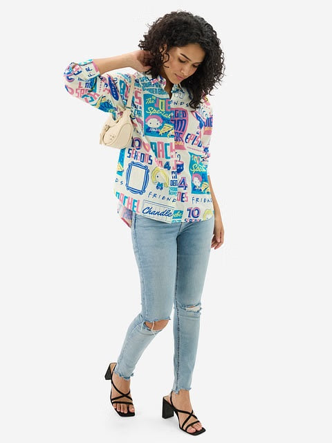 FRIENDS Doodle Women Boyfriend Shirts