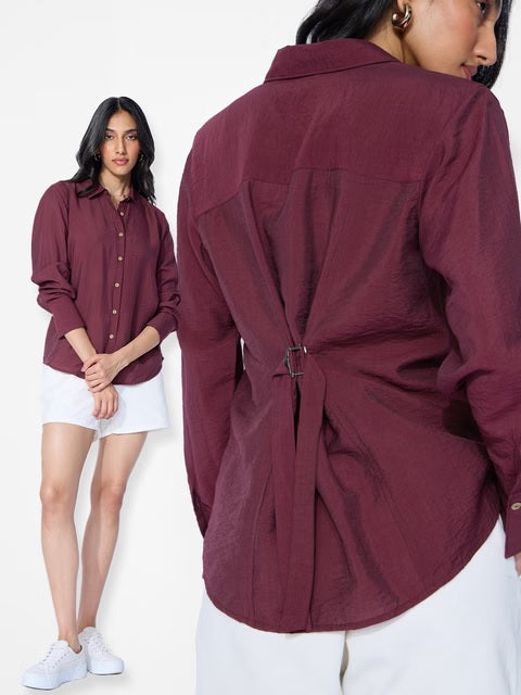 Back Tie Up Claret Women Shirts