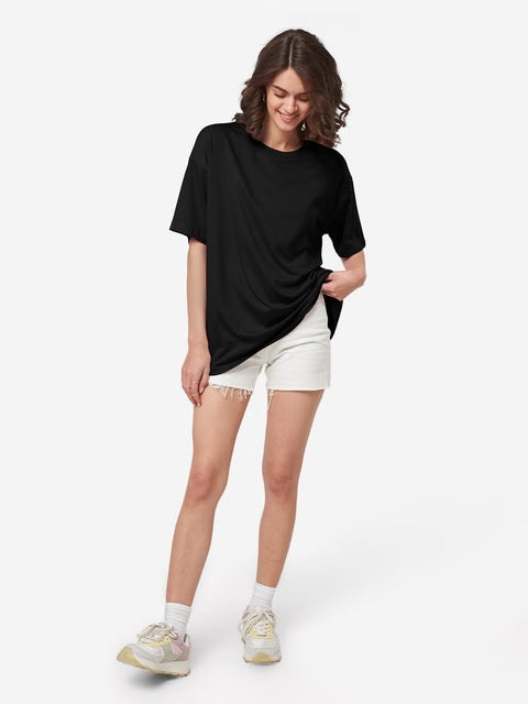 Solids Black Women Oversized T-Shirts