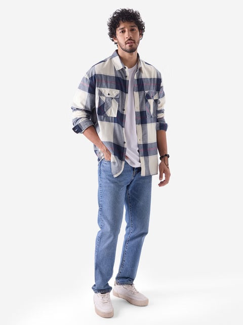 Plaid Blue Haze Men Utility Shirts