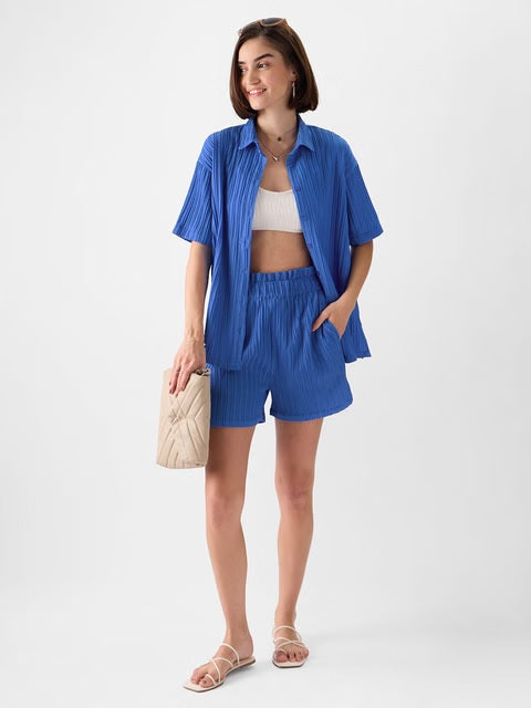 Solids Blue Jasper Women Boyfriend Shirts