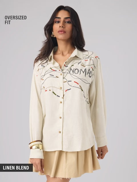 Nomad Stitch Lines Women Boyfriend Shirts