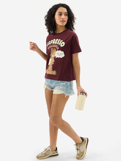 Garfield Espresso Women Relaxed Fit T-Shirts