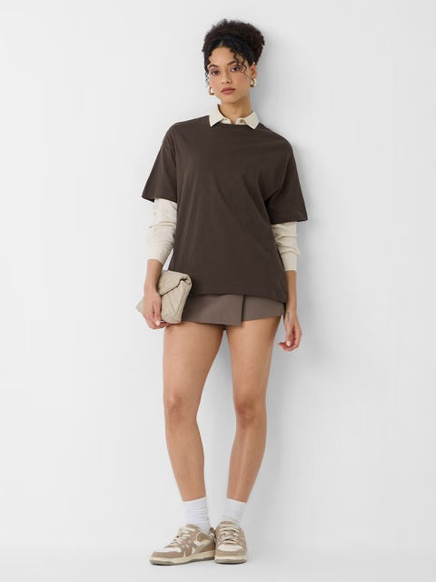 Solids Deep Brown Women Oversized T-Shirts