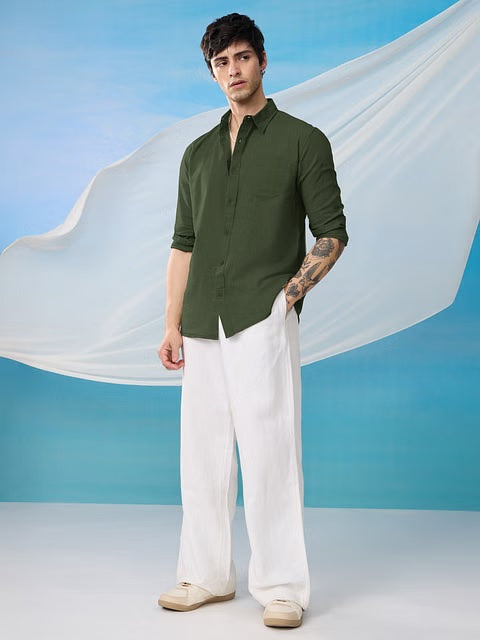 Ivy Green Cotton Linen Shirts
