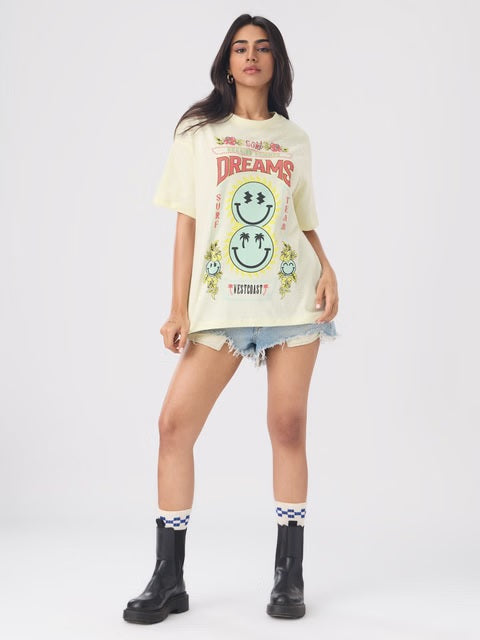 S W SMILEY Surf Dreams Women Oversized T-Shirts