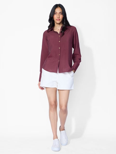 Back Tie Up Claret Women Shirts