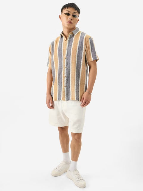 Stripes Firelight Men Textured Shirts