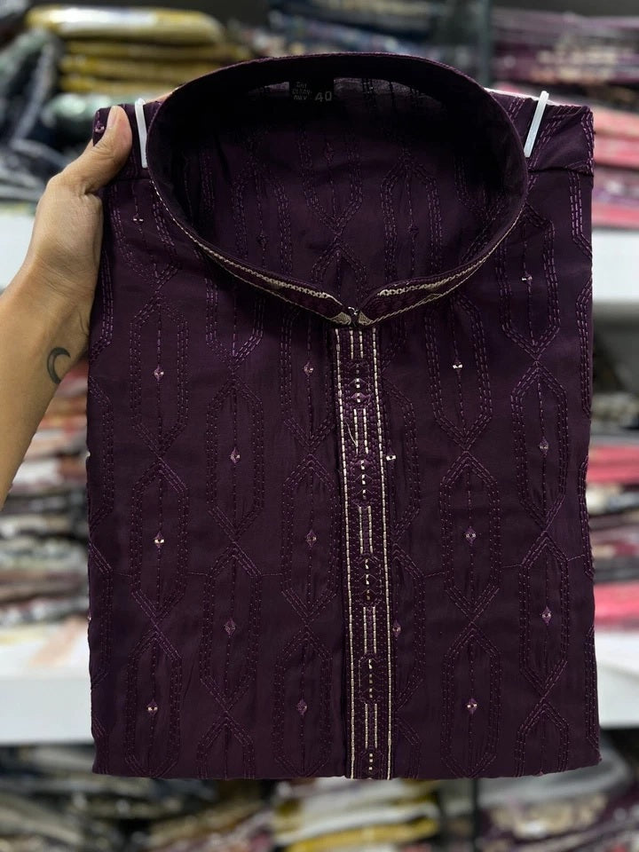 Premium Silk Kurta Pajama Set For Men's, Wedding Wear Pair For Men's
