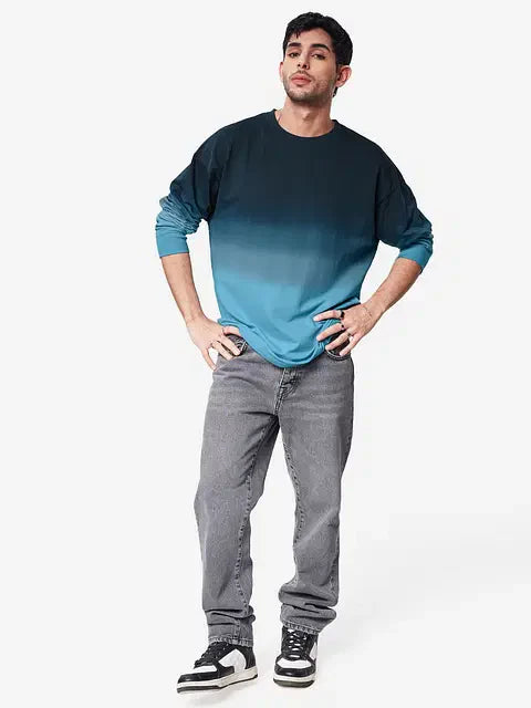 Tie-Dye Blue Topaz Oversized Full Sleeve T-Shirts