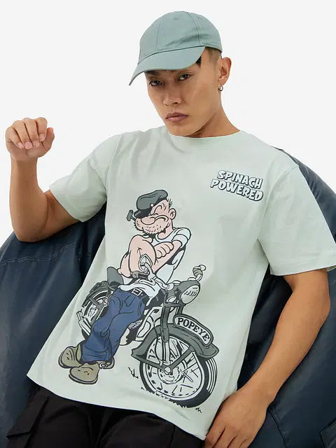 Popeye Spinach Powered Men Relaxed Fit T-Shirts