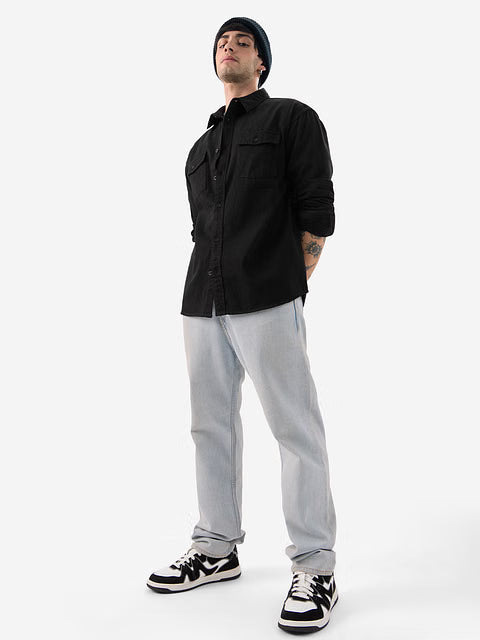 Solids Mystic Black Men Utility Shirts