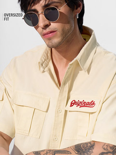 Solids Classic Off-White Oversized Shirts