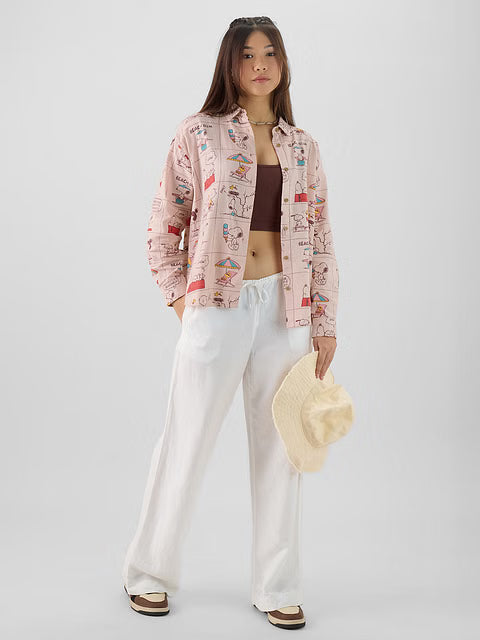 Peanuts Beach Bum Women Boyfriend Shirts
