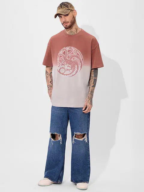 House Of Dragon Ombre Logo Oversized T-Shirts