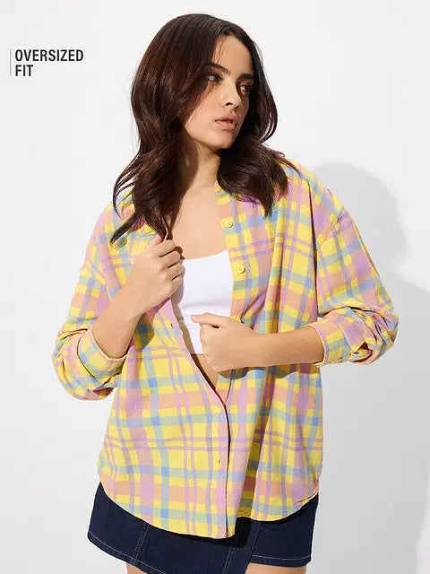 Plaid Shirt Citron Women Boyfriend Shirts