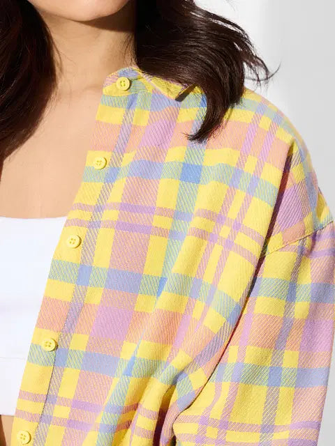 Plaid Shirt Citron Women Boyfriend Shirts