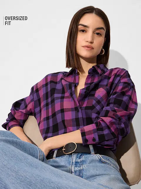 Petunia Plaid Women Boyfriend Shirts