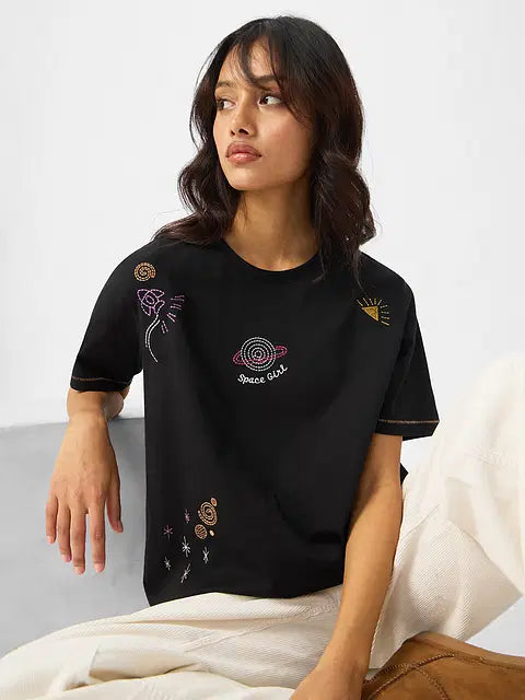 Space Girl Women Relaxed Fit T-Shirts