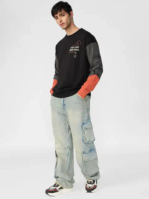 Kung Fu Panda Less Luck More Skill Men Oversized Sweatshirts