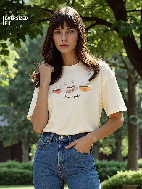 Coffee Cups Women Oversized T-Shirts