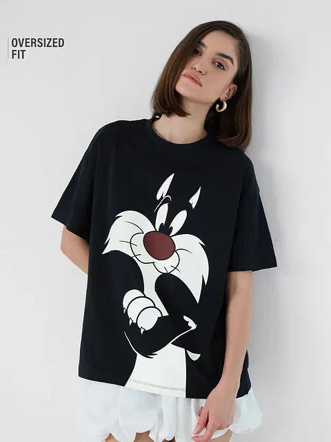 Looney Tunes Sylvester Women Oversized T-Shirts