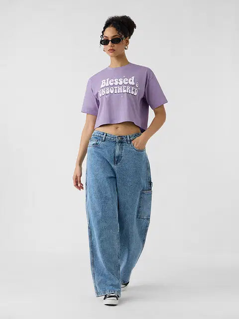 Blessed And Unbothered Women Oversized Cropped T-Shirts