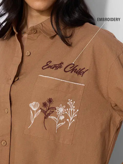 Cotton Linen Earth Child Women Boyfriend Shirts