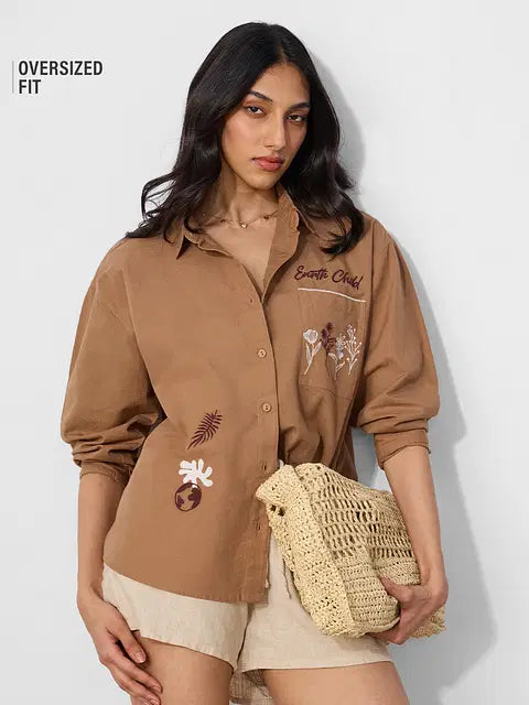 Cotton Linen Earth Child Women Boyfriend Shirts