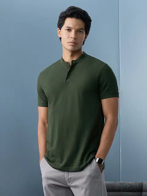 Solids Dark Olive Mandarin Polos