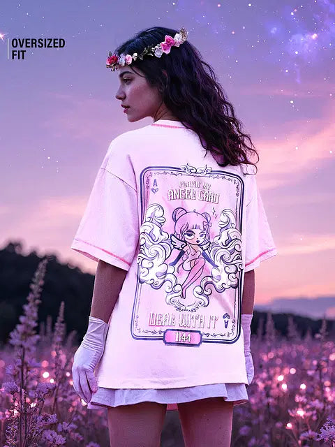 Angel Card Women Oversized T-Shirts
