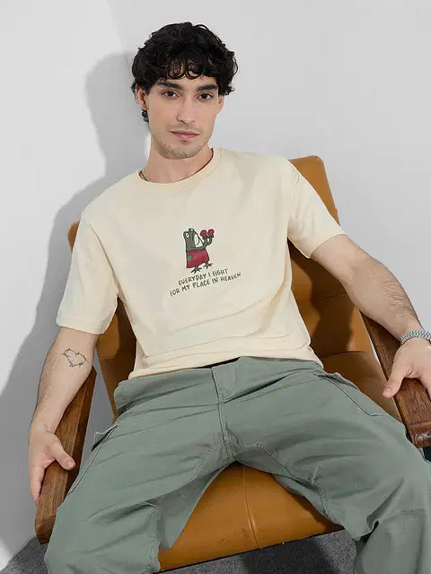 Printed Place In Heaven Men Relaxed Fit T-Shirts