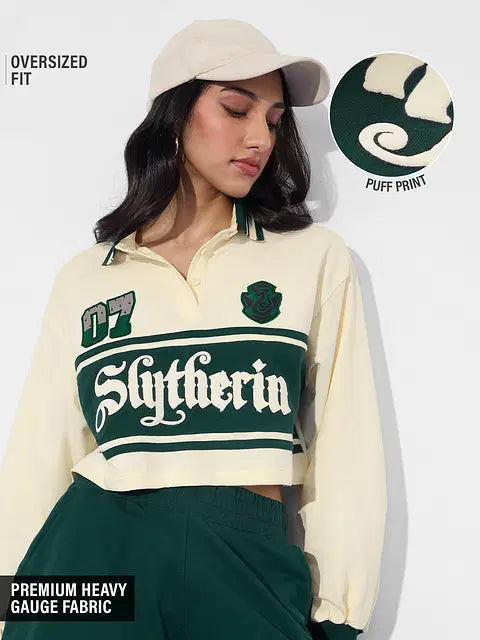 Slytherin Prefect Women Cropped Rugby Polos