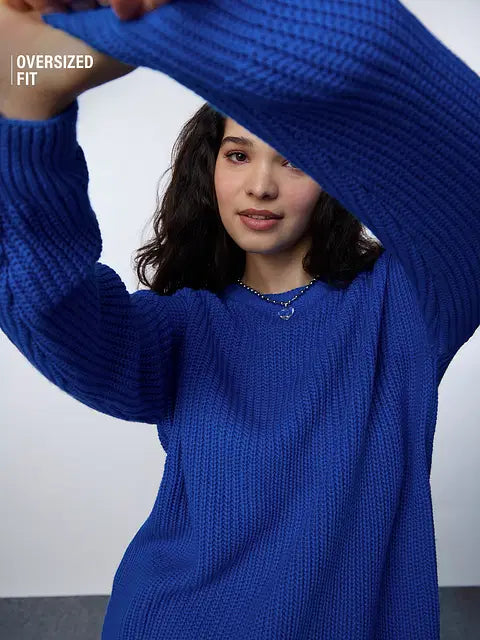 Royal Blue Women Oversized Sweaters