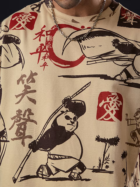 Kung Fu Panda Sketchy Panda Oversized T-Shirts