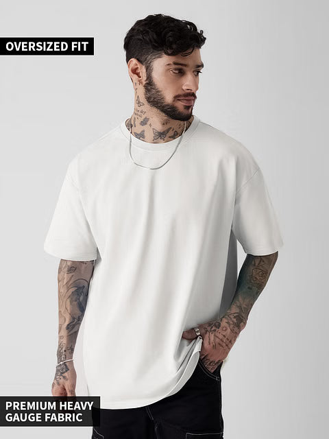 Solids Eggshell White Oversized T-Shirts