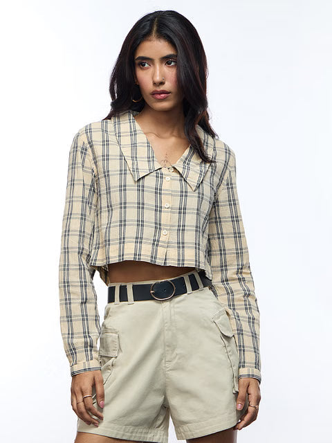 Textured Birch Women Cropped Shirts