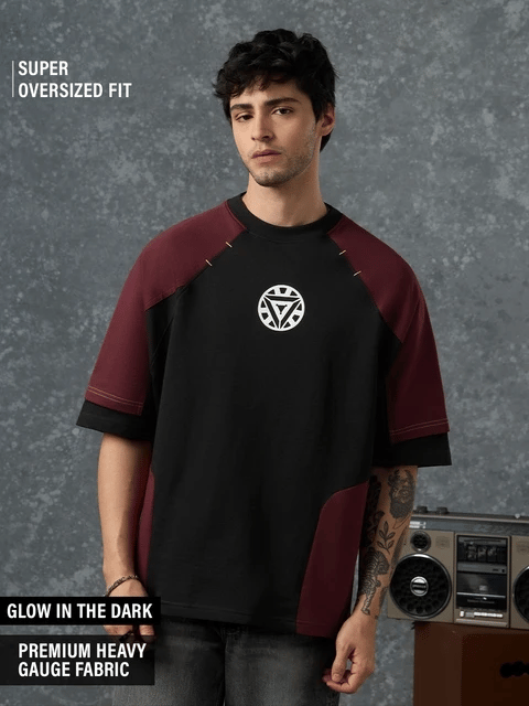 Iron Man Glow Logo Super Oversized T-Shirts