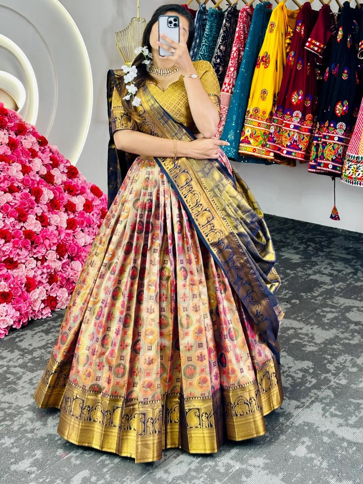Designer Banarasi Zari With Silk Lehenga Blouse Dupatta
