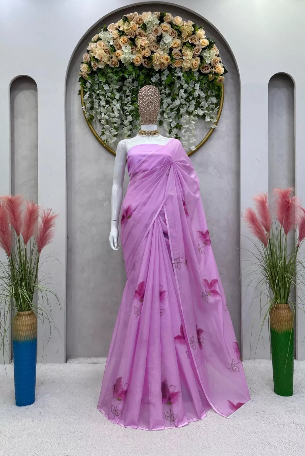 Purple Banarasi Silk With Plain Work Saree With Blouse