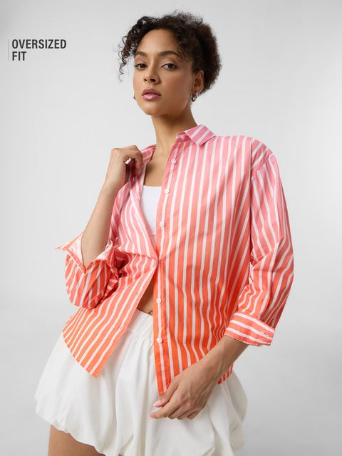Ombre Stripes Nectarine Women Boyfriend Shirts