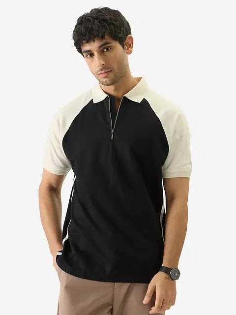 Solids Black & White Colourblock Polos