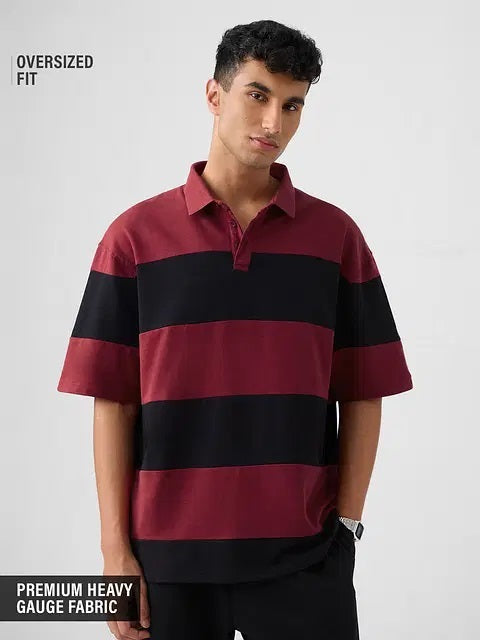 Colourblock Red Flame Oversized Polos