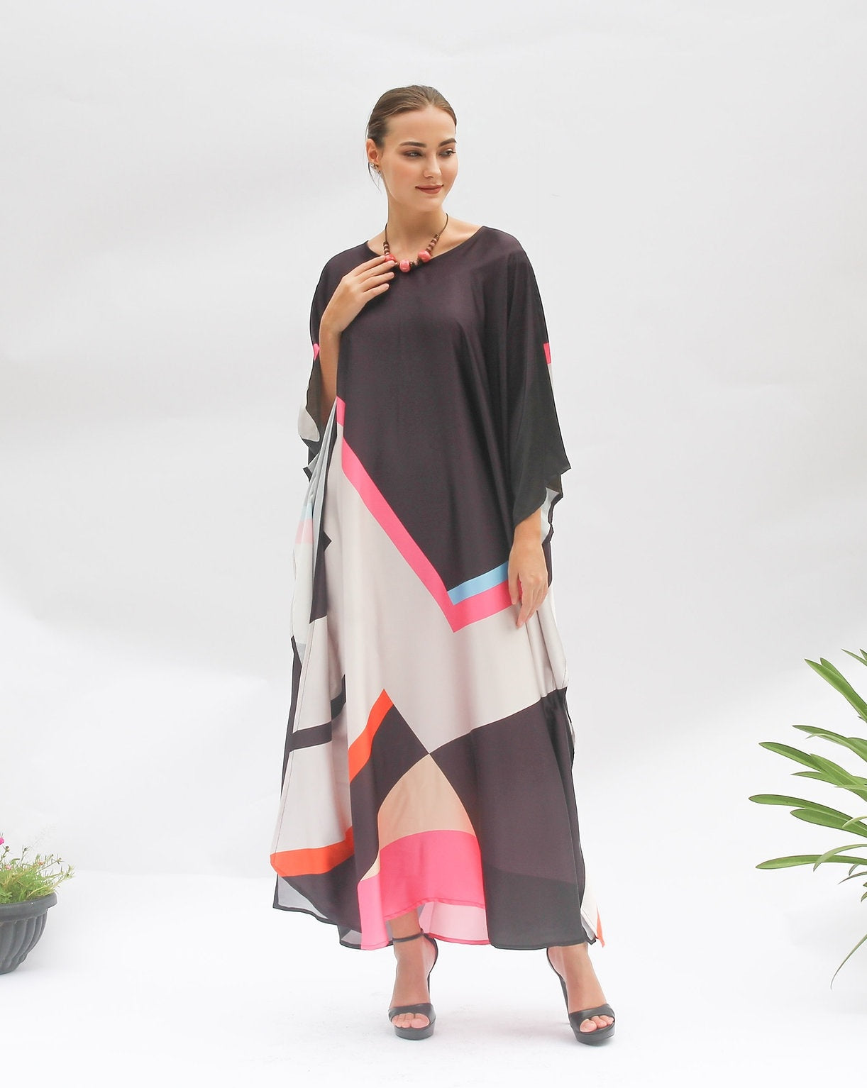 Luxury Soft Satin Slik Kaftan, Casual Wear Caftan For Women's