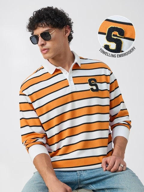 Popcorn Stripes Varsity Blaze Men Rugby Polos T-shirt