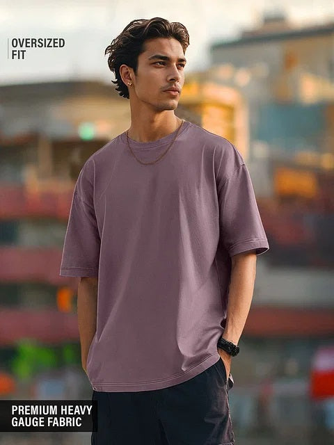 Solids Pale Purple Oversized T-Shirts