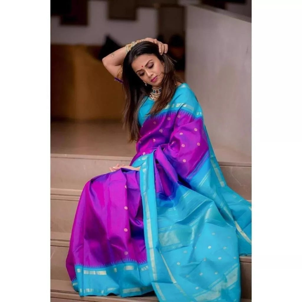 Soft Lichi Silk Rich Pallu & Jacquard Work Saree With Blouse